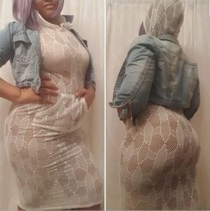 Cream See Through Hooded Swim Coverup Dress